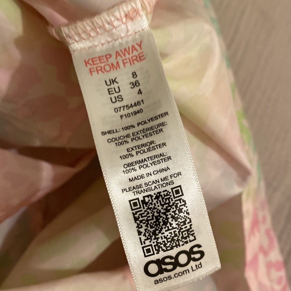 ASOS Pink and Green Animal Print Utility Jacket. Size 4 - Picture 8 of 9